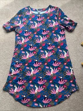 Blue Floral, Toucan, and Cockatoo Dress (Kindred, Little and Lively, Dwelling)